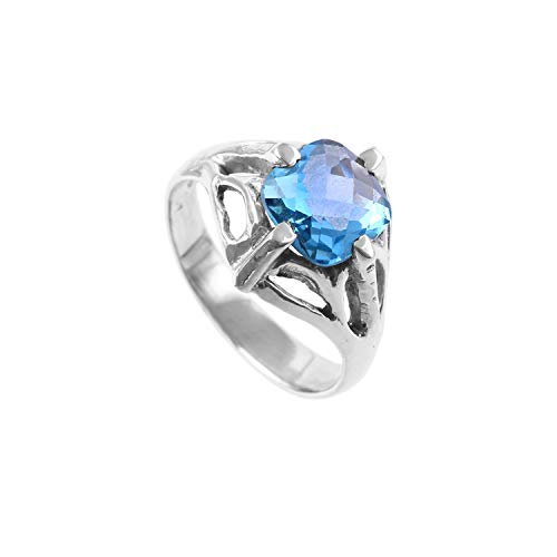 Bague topaze bleue suisse argent 925 cadeau idéal pour elle