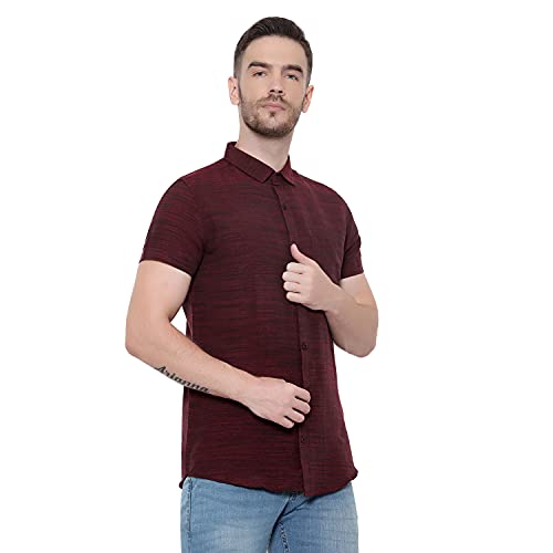 Image of LATEST CHIKAN Men's Cotton Blend Textured Half Sleeves Shirt