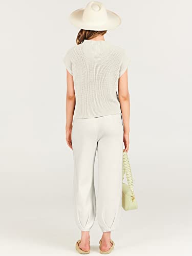 Image of ANRABESS Women's Two Piece Outfits Sweater Sets Knit Pullover Tops and High Waisted Pants Tracksuit Lounge Sets