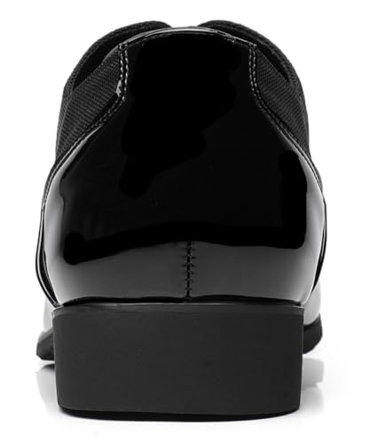 Image of Men's Faux Patent Leather Dress Shoes Glitter Prom Tuxedo Lace-up Formal Oxford
