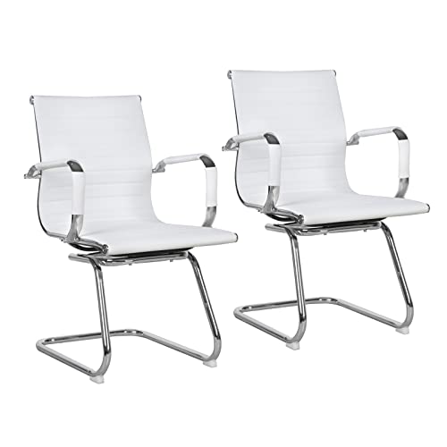 SVITA Elegance 2er Set Besucherstuhl Kunstleder Freischwinger-Stuhl mit...