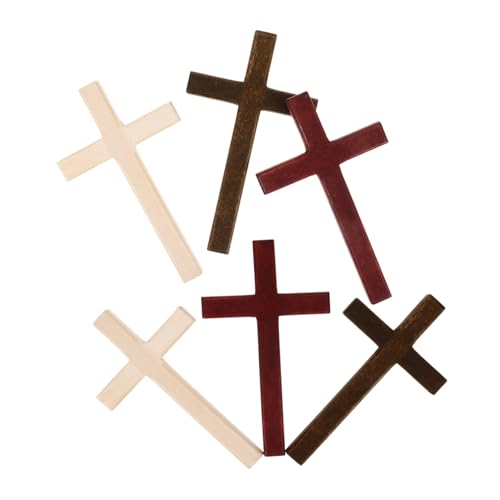 Lurrose 2 Juegos Cruzar Decoraciones De Comunión Adorno De Cruz Religiosa Colgante Adornos Católicos Decoraciones De Uñas Para Nail Art Decoración De Pascua Madera 6 Piezas * 2