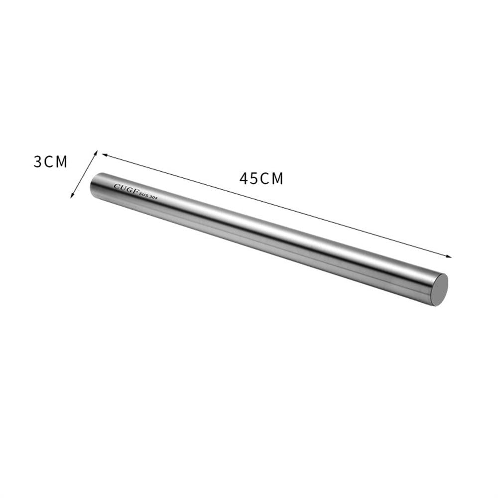 Nudelholz Nudelholz aus Edelstahl for Zuhause, Backutensilien (Color : Silver, Size : 45cm)
