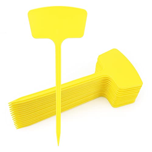 INGLAKE 30 piezas 36cm etiquetas de plástico para plantas de exterior de altura etiquetas para huertos, amarillo