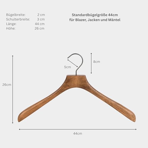 Hang & Haute 4er-Set Premium Kleiderbügel, breit aus hochwertigem Buchenholz - in luxuriösem Vintage-Design, ideal für Jacken, Mäntel, Anzug-Garderobe, Hemden oder Shirts Standardgröße und anti-rutsch