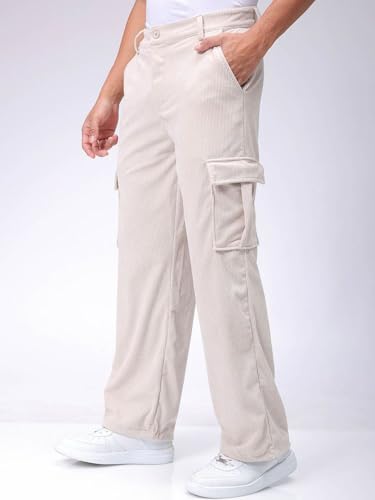 Image of The Indian Garage Co Men Baggy Textured Mid-Rise Cargos