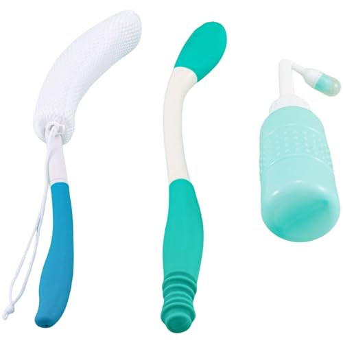 Juego de limpieza de baño portátil para personas mayores, incluye cepillo de largo alcance, lavadora perineal, herramientas de asistencia de baño