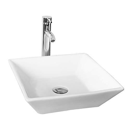 Walsport 72" Bathroom Vanity Wood Cabinet Square Ceramic Vessel Sink Modern Design Two Sinks With Faucet Drain Mirrors #TOP6