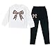 xueteox Girls Long Sleeve Sweatshirt 2 Piece, Bow Graphic Top and Pants Spring Fall Fashion Casual Clothes. (White, 7)