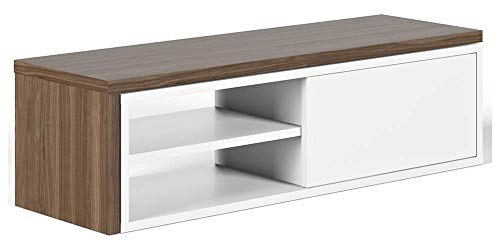 Symbiosis Move Meuble TV, Noyer et Blanc, 110x35x32 cm