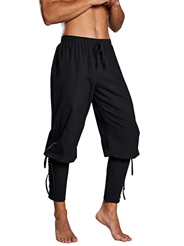 Runcati Pantalones piratas medievales para hombre, disfraz de