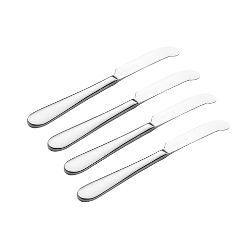 Image of Viners Select 4 Piece Butter Knife Set | Stainless Steel Butter Spreaders with Mirror Finish | Teardrop Handle Design | Rounded Blade for Butter, Jam & Spreads | Dishwasher Safe | Gift Boxed