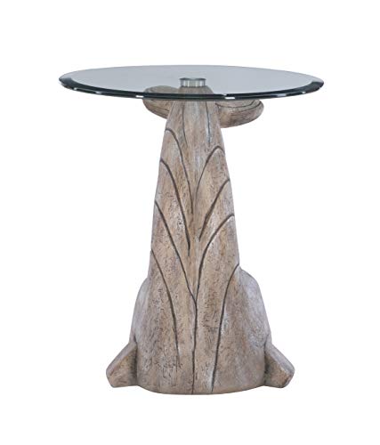 Powell Peabody Whale Brown Driftwood Accent Table with Glass Top - Image 6