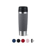 Emsa N20223 Travel Mug Classic Isolierbecher 0,5 Liter | neuer Komfort-Schraubverschluss | Edelstahl | 6h heiß und 12h kalt | 100% dicht | spülmaschinenfest | 360°-Trinköffnung | Dunkelgrau