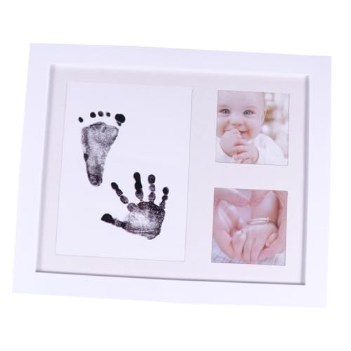 ifundom Baby Growth Record Handprint Footprint Photo Frame Fine Texture Elegant Desk Decor Friends White Plastic