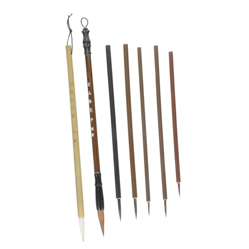 DIYEAH Art Brush Set Chinese Calligraphy Writing Brush Kit 7pcs Traditional Ink Calligraphy Pens for Beginners