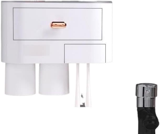 Toothbrush Holders,Toothbrush Holder Bathroom Magnetic Toothbrush Holder Wall-Mounted Toothpaste Dispenser Toilet Storage Rack Home Bathroom Accessories Sets(2 Cups Golden Set) (2 Cups Gray)