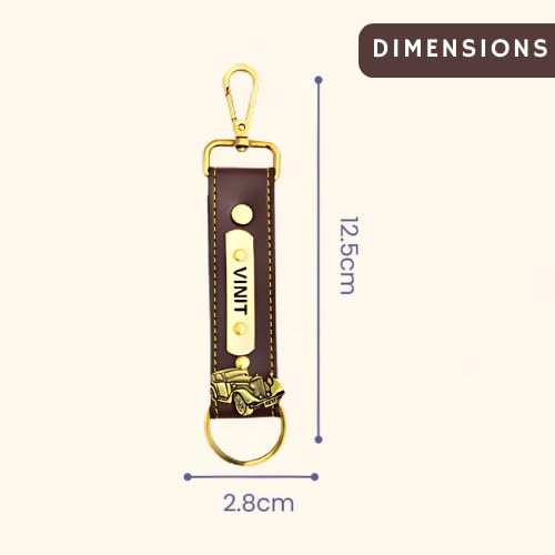Image of THE EPIC BOX Personalized Leather Keychain with Hook, Customised Leather Keychain for Men & Women | Added with Name & Charm