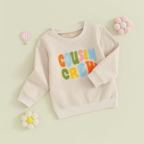 Little Girls Boys Sweatshirt Cute Letter Graphic Embroidered Long Sleeve Crewneck Fleece Pullover Birthday Trendy Outfits3