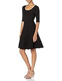 Lark & Ro Matisse Vestido Acampanado de Media Manga Mujer, Negro, US M (EU M-L)