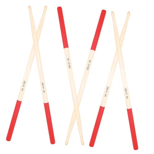 Baquetas de Madera Rojo 3 Pares para Batería miniatura 6
