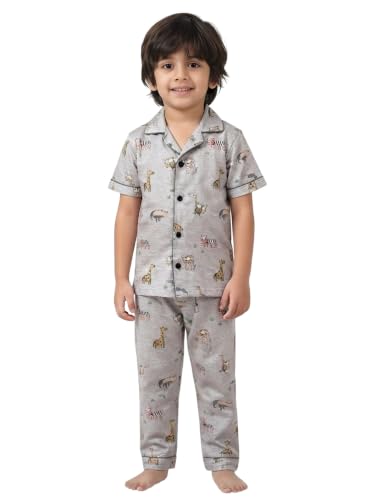 Image of POLKA TOTS 100% Pure Cotton Half Sleeve Night Suit for Kids, Girls & Boys | Cotton Pyjama Set | Unisex Night Dress for Children | Night Suit for Girls |Sleepwear for Kids | Winter Night Dress for Boys