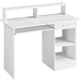 Spazioso: questa spaziosa scrivania per PC ha una superficie di 106 x 50 cm (LxW) con un'ampia superficie con un sacco di spazio per soddisfare le esigenze della postazione di lavoro di casa. È possibile organizzare bene gli oggetti necessari a portata di mano ogni giorno, comprese le periferiche del computer (ad es. CPU, monitor, mouse, alimentatori), libri, riviste, file di lavoro e macchine da ufficio (ad es. stampanti, scanner, altoparlanti).