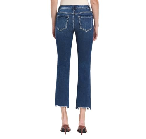 Flying Monkey Women's High-Rise Frayed Hem Cropped Slim Straight Leg Jeans3