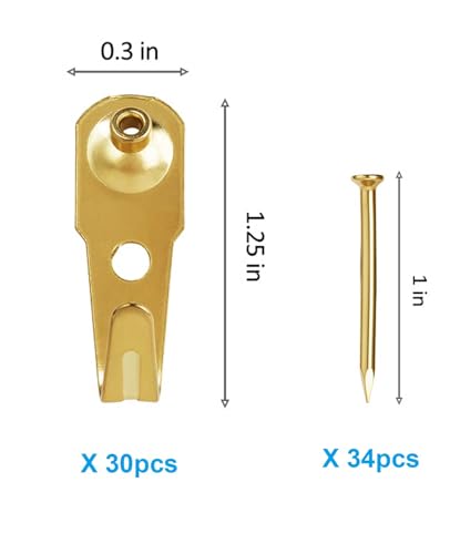 Image of YHYZ Picture Hooks Heavy Duty, Picture Hanging Kit: Hangers (30 lbs) + Nails, Hanging Clock Photo Mirror Painting, for Plasterboard Wood Dry Walls Hardwall