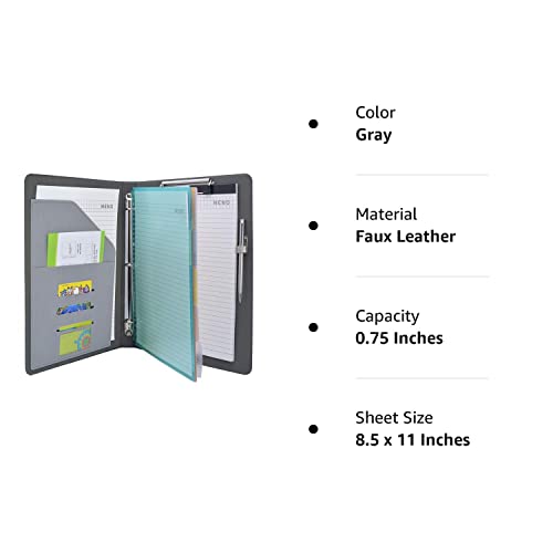Binder Padfolio Organizer With Color File Folders, Business And Interview Portfolio With 3-Ring Binder (Gray) #TOP4