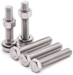 Glvaner M8-1.25 x 70mm (6 Sets) Stainless Steel Hex Bolts with Hex Nuts, Flat Washers and Lock Washers Hardware Assortment Kit, Full Thread Coverage