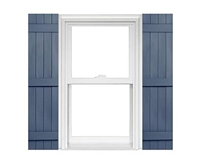 Polaris Homeside 4 Board and Batten Joined Vinyl Shutters (1 Pair) 14-1/2in. x 59in. - 610 Indigo Blue