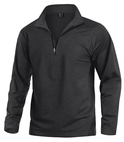 KEFITEVD Men's Quarter Zip Pullover Long Sleeve Sweatshirts 1/4 Zip Fleece Pullovers Lightweight Golf Shirts