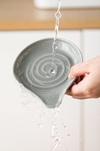 Image of LAUCHUH Spoon Rest for Stove Top, 5 inch Ceramic Spoon Holder for Kitchen Counter Large Cooking Spoon Holder for Spatula, Ladle or Tongs, Heat-Resistant, Framhouse Decor for Father's Day, Gray