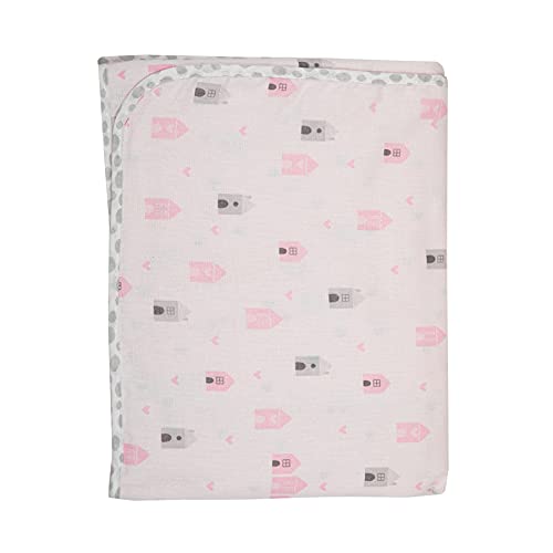 Manta Flanelada Papi Compose Dupla Face 90Cm X 80Cm Contem 01 Un, Papi Textil, Branco/Rosa, 90X80