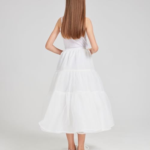 Long Hoopless Crinoline Underskirt Slips Petticoat Skirt for Girls Under Flower Dress JP012