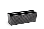 Gordanluk, Low Rattan Designed Flowerpot with removable liner, Plant pot, Indoor, Outdoor, Case Flowerpot, (Grey)