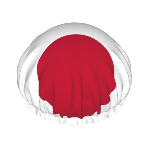 Gorro de ducha de doble capa con estampado de bandera japonesa, reutilizable, ligero, suave y ajustable para mujeres y hombres