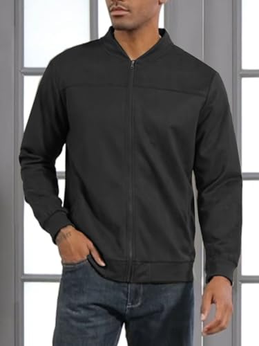 Men's Vintage Lightweight Suede Aviator Jacket Casual Stylish Fall Jackets Full Zip Knit Jackets3