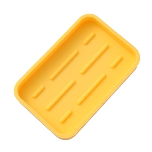 MicoYang Silicone Kitchen Sink Organizer Tray for Multiple Usage,Easy Clean Sponges Holder for Kitchen Bathroom Counter or Sink,Dish Soap Dispenser,Scrubber,Bottle,Cup Yellow 4.9”x 3.2”