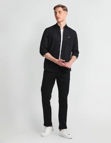 Image of Arrow Solid Slim Fit Mens Casual Shirts - 100% Cotton, Breathable & Comfortable, Full Sleeves Shirt for Men