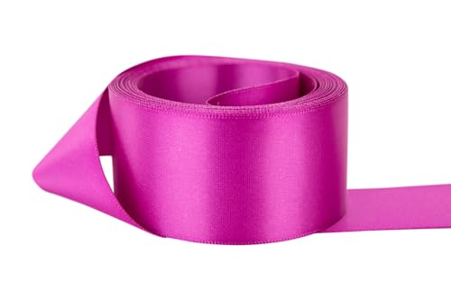 Image of Ribbon Bazaar Double Faced Satin - Premium Gloss Finish - 100% Polyester Ribbon for Gift Wrapping, Crafts, Scrapbooking, Hair Bow, Decorating & More - 3 /8 inch Wild Berry 50yd Spool