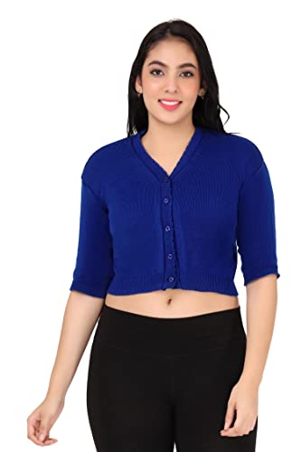 Image of Women Winter Wear V-Neck Half Sleeves Regular Fit Woollen Blouse