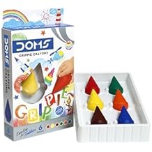 Doms 6 Shades Grippie Crayons Box Pack | Easy Grip For Toddlers | Bright & Intense Colors | Non Toxic Colouring Range, Safe For Children | Pack of 1