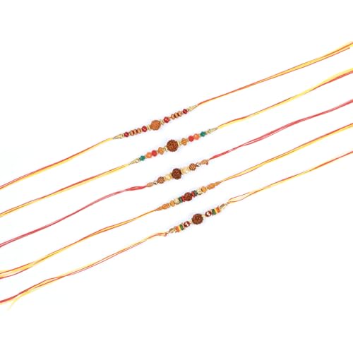 Image of Traditional Handmade Rakhi For Brothers | Designer Pearl, & Beaded Wrist Bands For Bhai| Thread Rakhi For Siblings | Elegant Handcrafted Bracelet For Raksha Bandhan