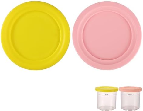 2pcs Ice Cream Container Lid, Round Silicone Covers Replacement f...