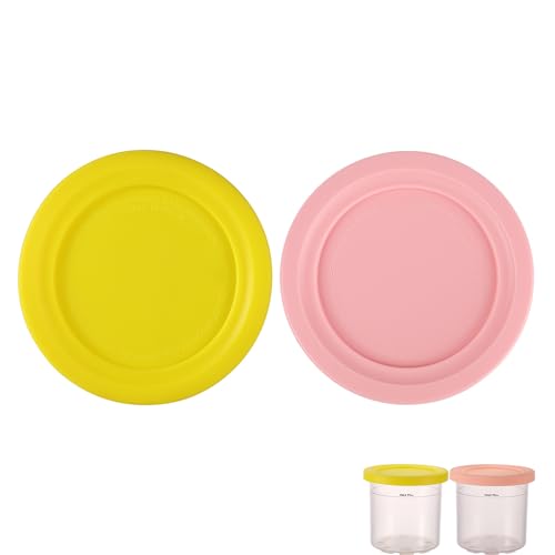 2pcs Ice Cream Container Lid, Round Silicone Covers Replacement f...