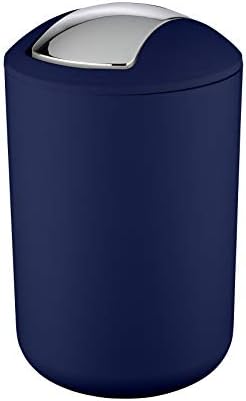 WENKO 21211100 Swing cover bin Brasil Black S - unbreakable, capacity 2 L, Thermoplastic elastomer (TPE), 14 x 19 x 14 cm, Black