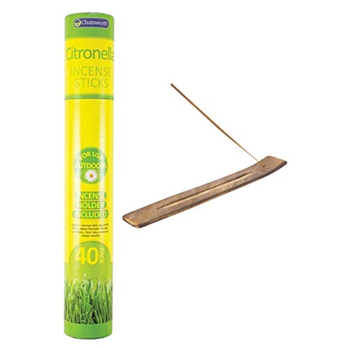 Widdle Gifts Ltd Pack of 40 Citronella Garden Incense Sticks with Holder Outdoor Use 3676