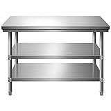 【Pata de mesa ajustable】 Esta mesa de trabajo de metal tiene 4 pies, se puede girar para cambiar la altura para adaptarse al terreno irregular, lo que no solo mantiene el equilibrio de la mesa de trabajo, sino que también protege el piso de daños.